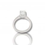 White gold single stone ring k18 with diamond on elevated bezel (code T2476)