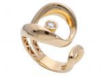 Pink gold single stone ring k18 with diamond fitted on round bezel (code S248218)