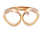 Pink gold Single stone ring with double circles and diamond (code S248231)