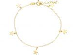Golden bracelet k14 with hangging stars (code S254650)