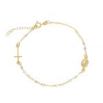 Yellow Gold K9 Bracelet with Cross and pearls  (code S278041)
