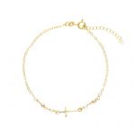 Yellow Gold K9 Bracelet with Cross and pearls  (code S278043)