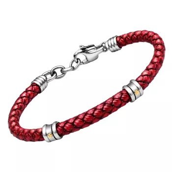 Stainless steel bracelet and leather, featuring 18kt gold screws (gr 0.04)