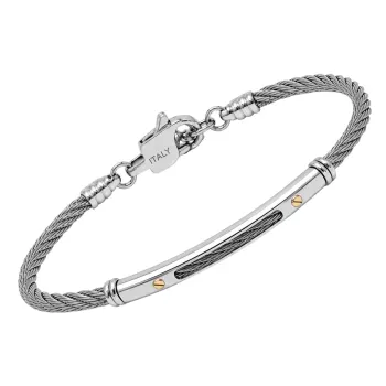 Steel and 18kt gold cable bracelet (0.04 g)
