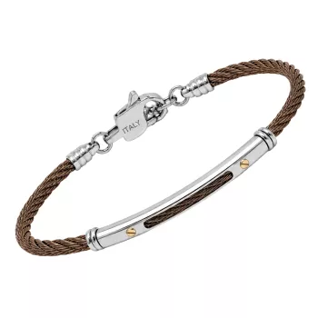 Steel and 18kt gold cable bracelet (0.04 g)