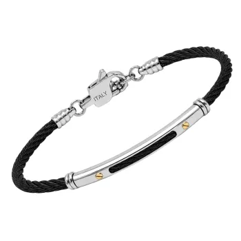 Steel and 18kt gold cable bracelet (0.04 g)