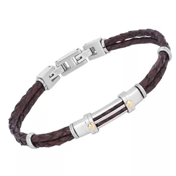 Steel bracelet with micro-cast links, black PVD cable, and 18kt gold (0.06 g)