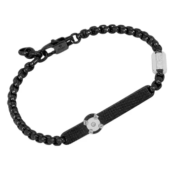 Black PVD steel bracelet with a 0.015ct natural diamond.