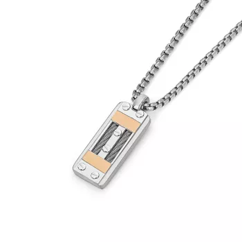 Necklace with a steel and 18kt gold pendant (0.12 g)