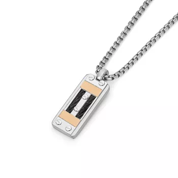 Necklace with a steel and 18kt gold pendant (0.12 g)