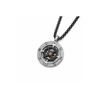 Necklace with a ship's wheel and North Star pendant