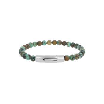 Bracciale in acciaio con pietre Green African turquoise misura 21