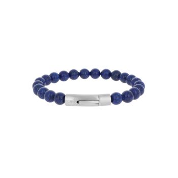 Bracciale in acciaio con pietre Lapis Lazuli misura 21