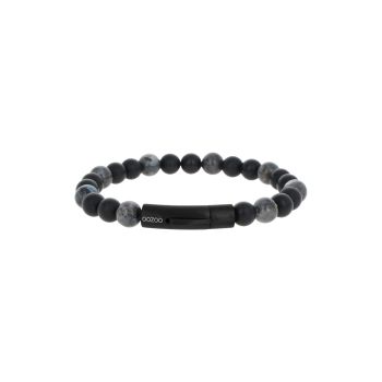Bracciale in acciaio con pietre Black flashtone & Balck onyx frosted misura 21