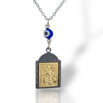 Φυλαχτό αυτοκινήτου Αγ. Χριστόφορος απο ασήμι 925° (code L008223)