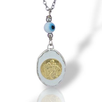 Φυλαχτό αυτοκινήτου Αγ. Χριστόφορος απο ασήμι 925° (code L0082236)