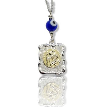 Φυλαχτό αυτοκινήτου Αγ. Χριστόφορος απο ασήμι 925° (code M002373)