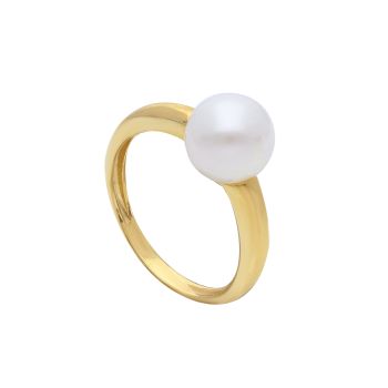 Χρυσό δαχτυλίδι με μαργαριτάρι κ14 (code S201095)