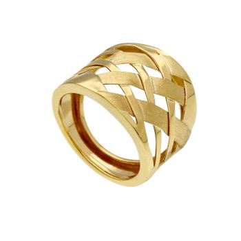 Anello in oro giallo k14 con dettagli in oro satinato (code S207090)