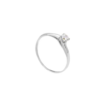 Anello solitario in oro bianco k14 con zirconia cubica (code S244510)