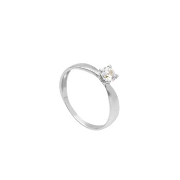 Anello solitario in oro bianco k14 con zirconia cubica (code S253260)
