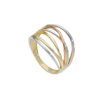 Δαχτυλίδι απο χρυσό, λευκόχρυσο & ροζ χρυσό κ14 (code S256371)
