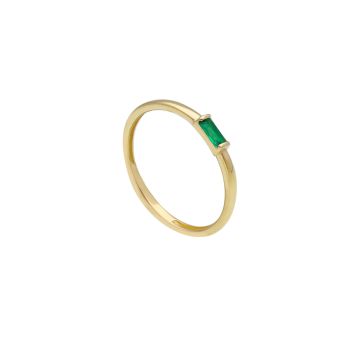Δαχτυλίδι απο χρυσό κ14 με συνθετικό σμαράγδι (code S269284)