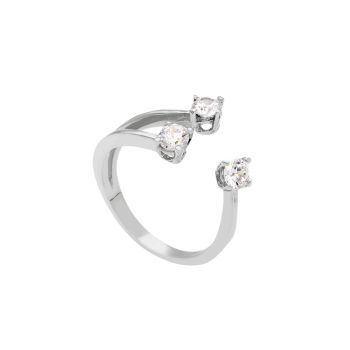 Λευκόχρυσο δαχτυλίδι κ14 με τρία ζιργκόν (code S274204)