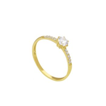 Anello solitario in oro giallo k9 con zirconio (code S275089)