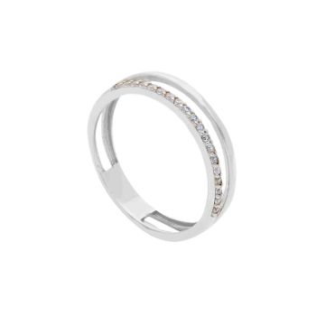 Anello in oro bianco k9 con zirconi bianchi (code S279841)