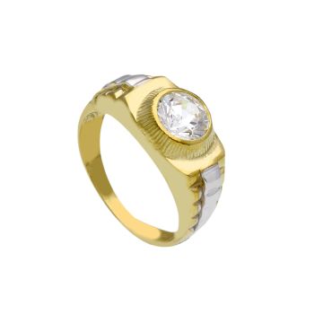 Anello in oro giallo e bianco k9 con zirconi cubici (code S237065 )