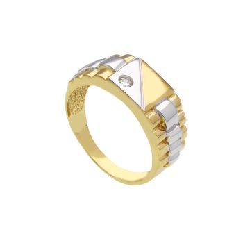 Anello in oro giallo e bianco k9 con zirconi cubici (code S237066)
