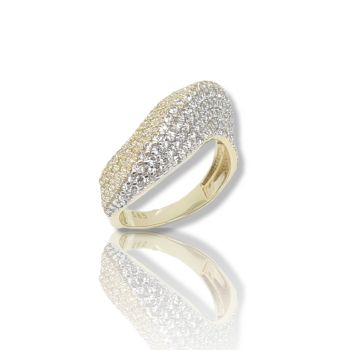 Anello in oro giallo k14 con zirconi cubici (code M2457)