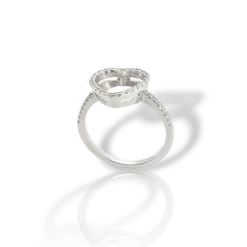 Anello  cuore in oro bianco k14 (code P2836)