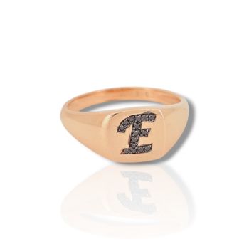 Δαχτυλίδι Chevalier απο ροζ χρυσό κ14 με μαύρα διαμάντια (code P2862)