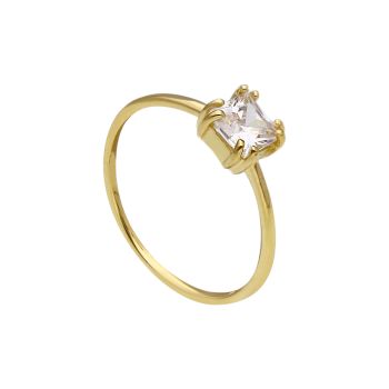 Single stone k14 gold ring with zircon  (code S286618)