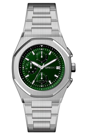 GREGIO Ασημί με Πράσινο Καντράν GM101011
