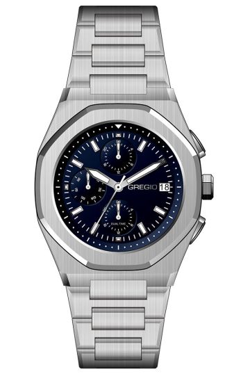 GREGIO Ασημί με Μπλε Καντράν GM101012