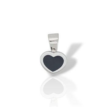 Λευκόχρυσο Μενταγιόν Καρδιά με Μαύρο Σμάλτο 14 Καρατίων (code M2785)