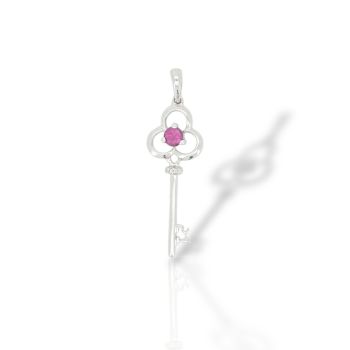 Λευκόχρυσο Μενταγιόν Κλειδί 18 Καρατίων με ορυκτό αμέθυστο(code Μ2789)