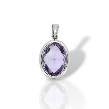 Λευκόχρυσο Μενταγιόν 18 Καρατίων με ορυκτό αμέθυστο(code M2790)