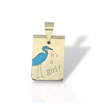 Ταυτότητα Its a girl με μπλε πλακέτα Χρυσός 14Κ (M2801)