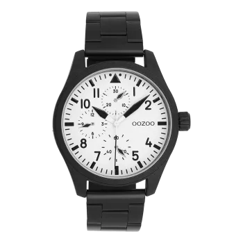 Black OOZOO watch with stainless steel bracelet - C11508