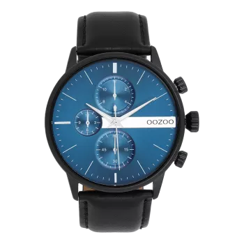 Black OOZOO watch with black leather bracelet - C11510