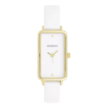 Gold coloured OOZOO watch with white leather strap - C11530