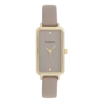Gold coloured OOZOO watch with taupe leather strap - C11531