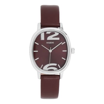Silver coloured OOZOO with bordeaux leather strap