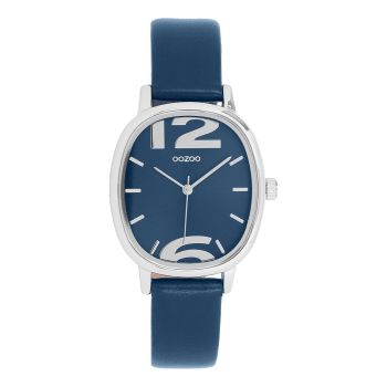 Silver coloured OOZOO with dark blue leather strap