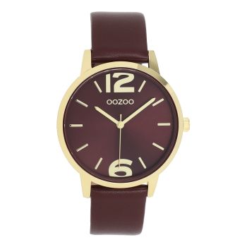 Gold coloured OOZOO with bordeaux leather strap