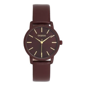 Gold coloured OOZOO with bordeaux leather strap